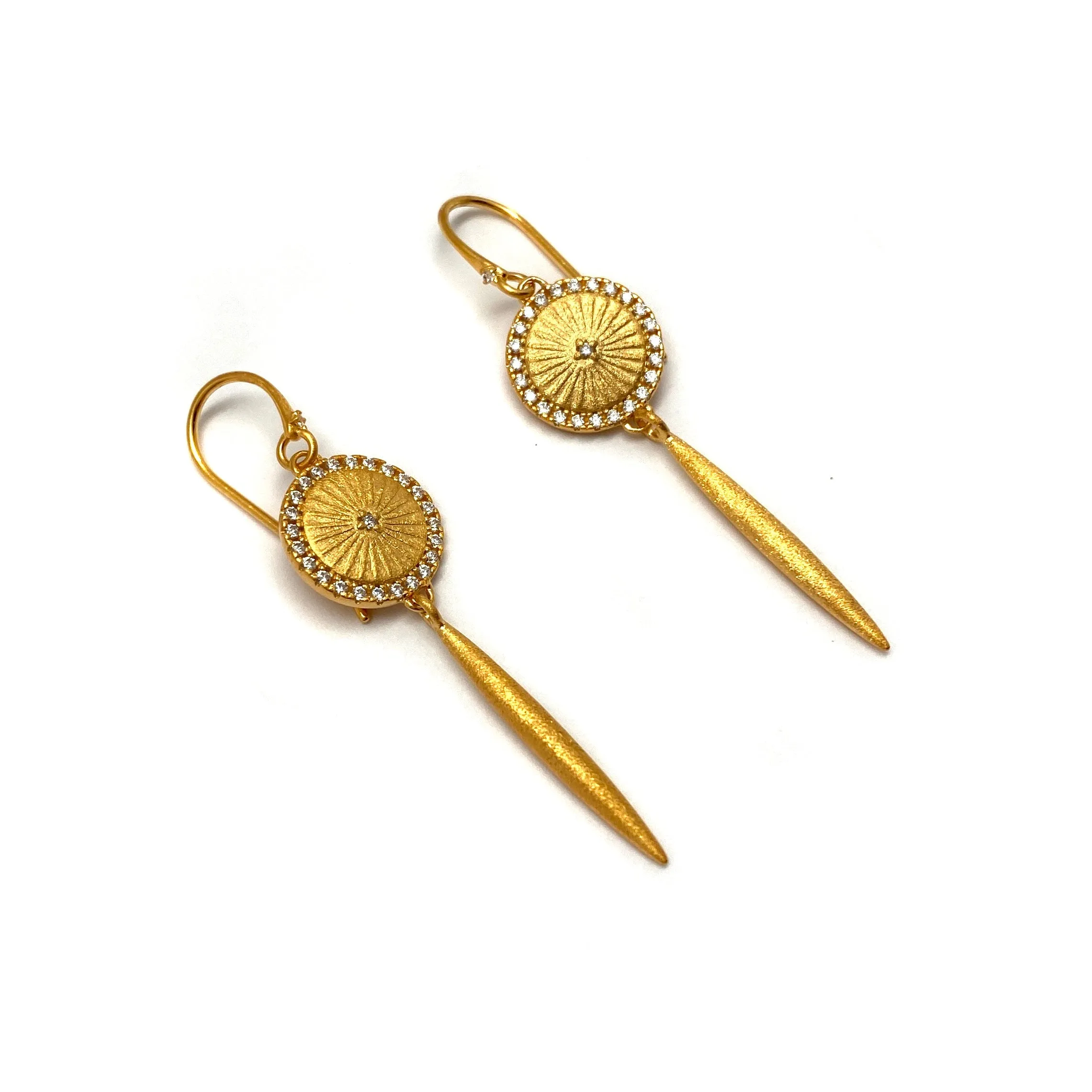 Gold and CZ Dangle Earrings