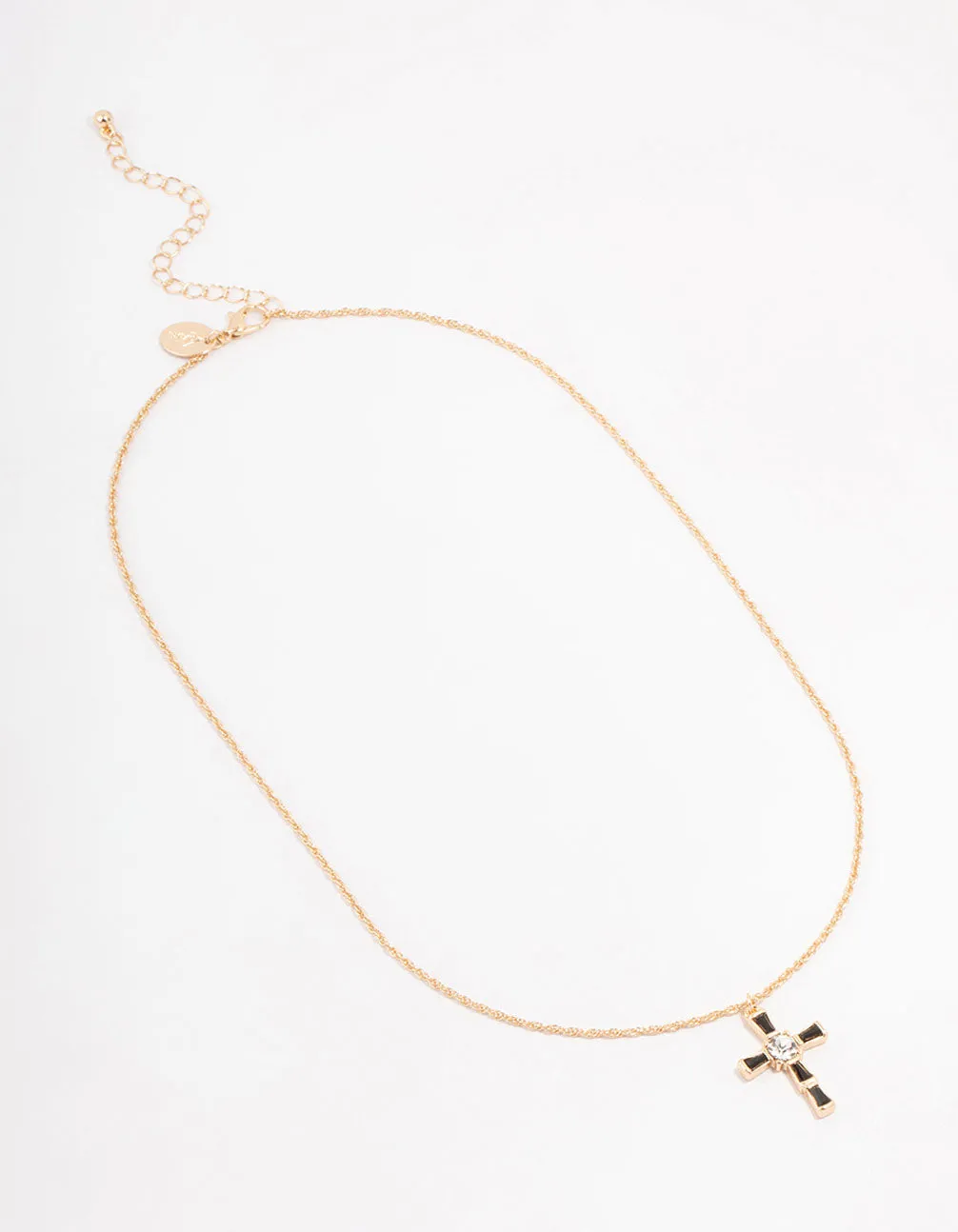 Gold  Baguette Bohemia Czech Crystal Cross Necklace