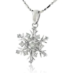 Gold Dancing Diamond Snowflake Necklace