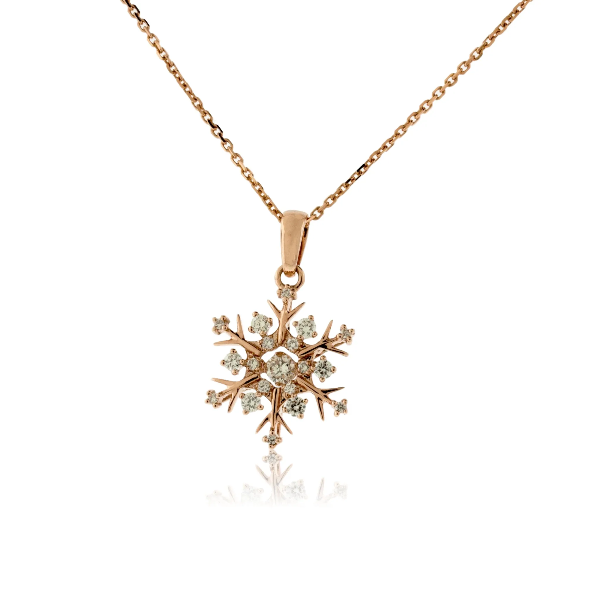 Gold Dancing Diamond Snowflake Necklace