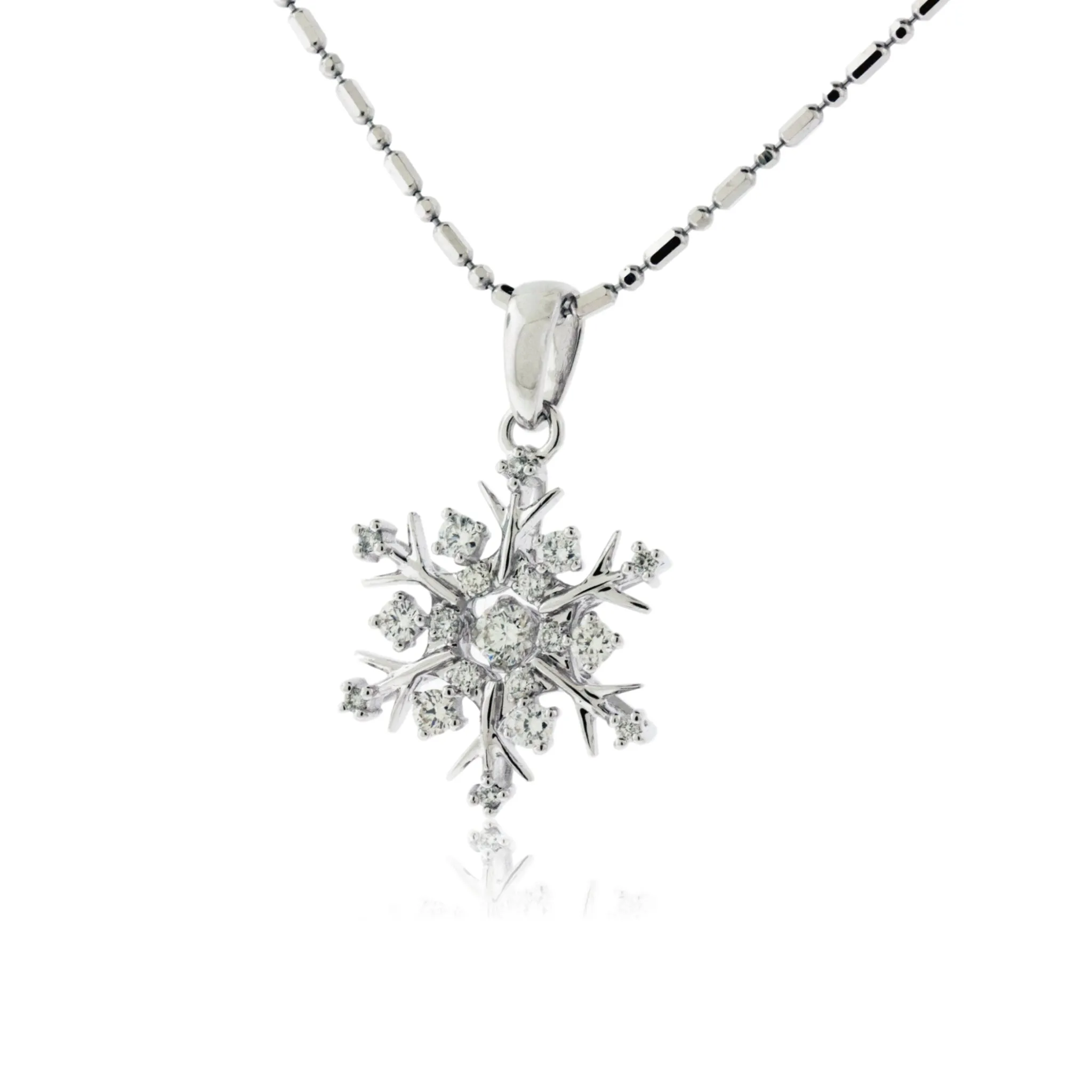Gold Dancing Diamond Snowflake Necklace