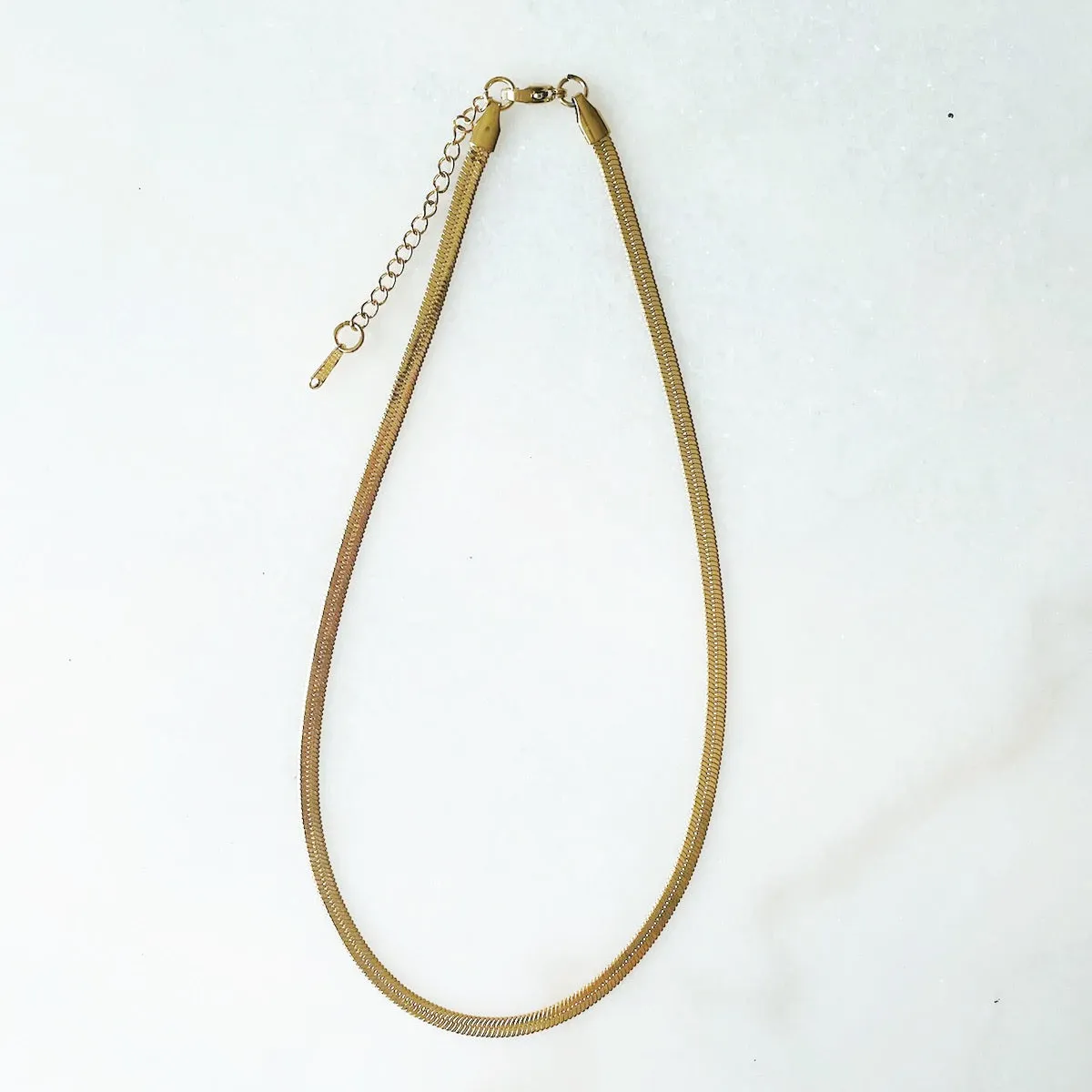 Gold Herringbone Necklace | Waterproof | Stainless Steel