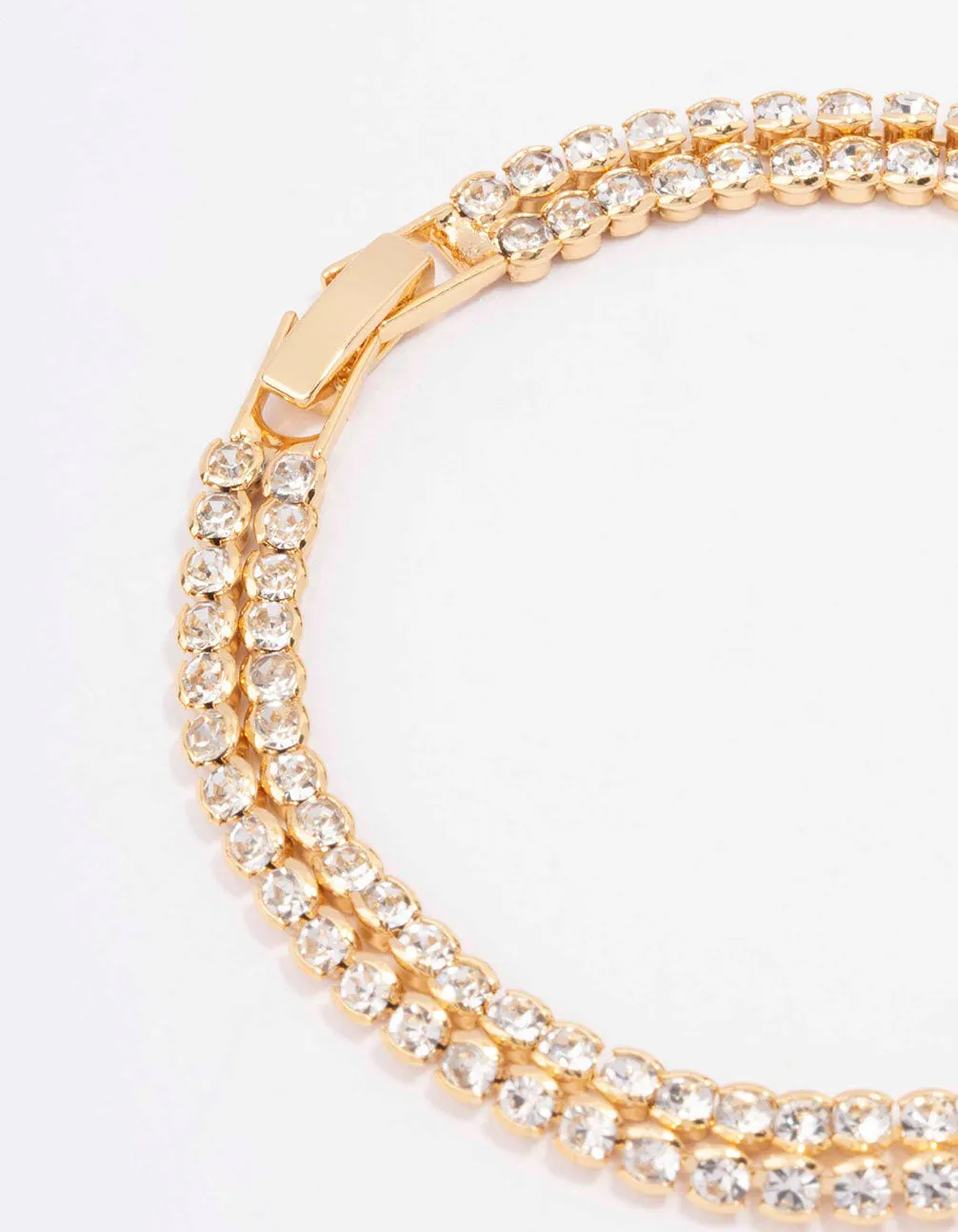 Gold Plated Brass Double Classic Tennis Bracelet