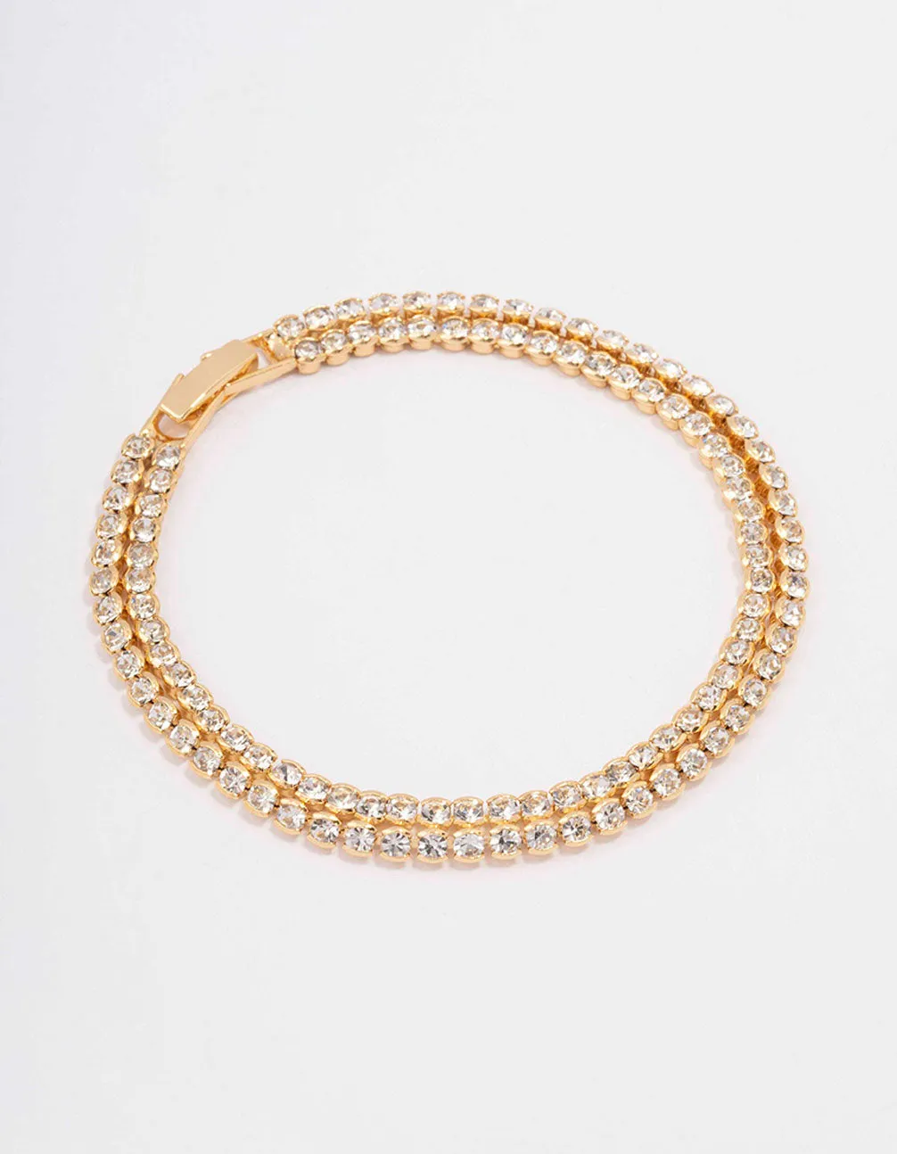 Gold Plated Brass Double Classic Tennis Bracelet