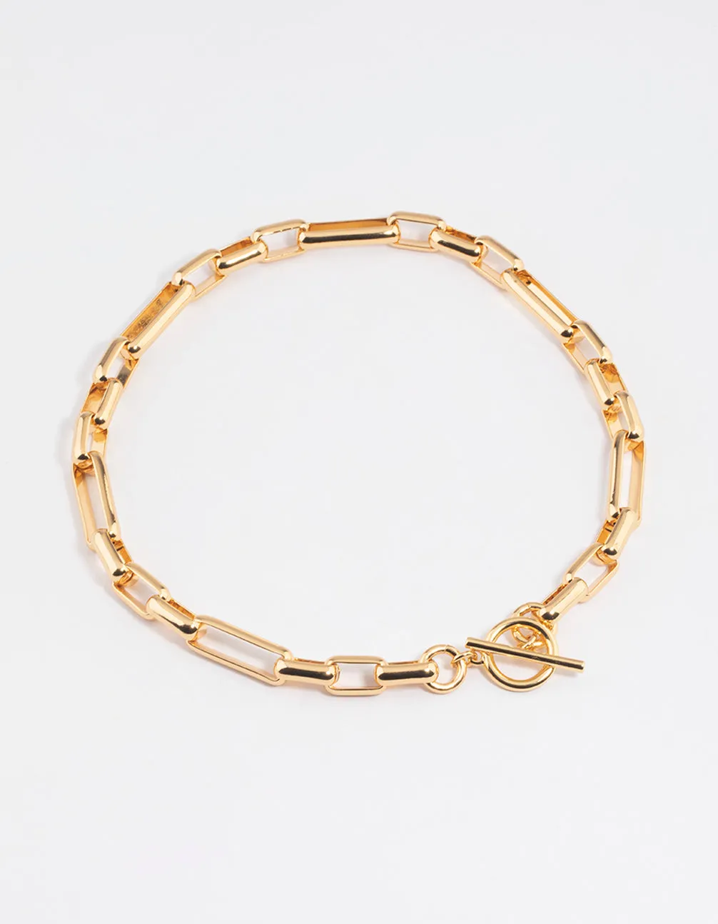 Gold Plated Brass Long Link Chain Necklace