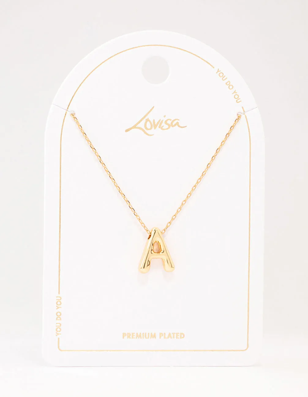 Gold Plated Bubble Letter A Necklace