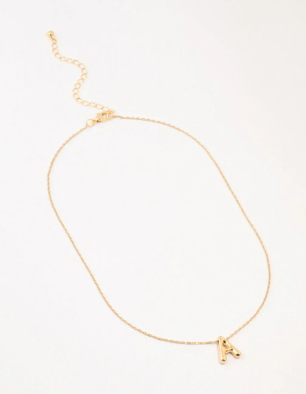 Gold Plated Bubble Letter A Necklace
