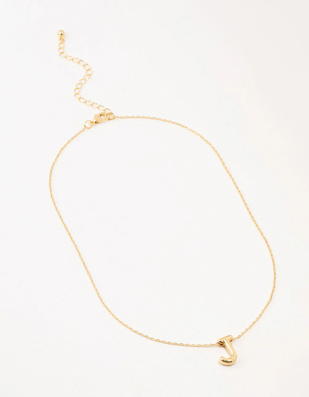 Gold Plated Bubble Letter J Necklace