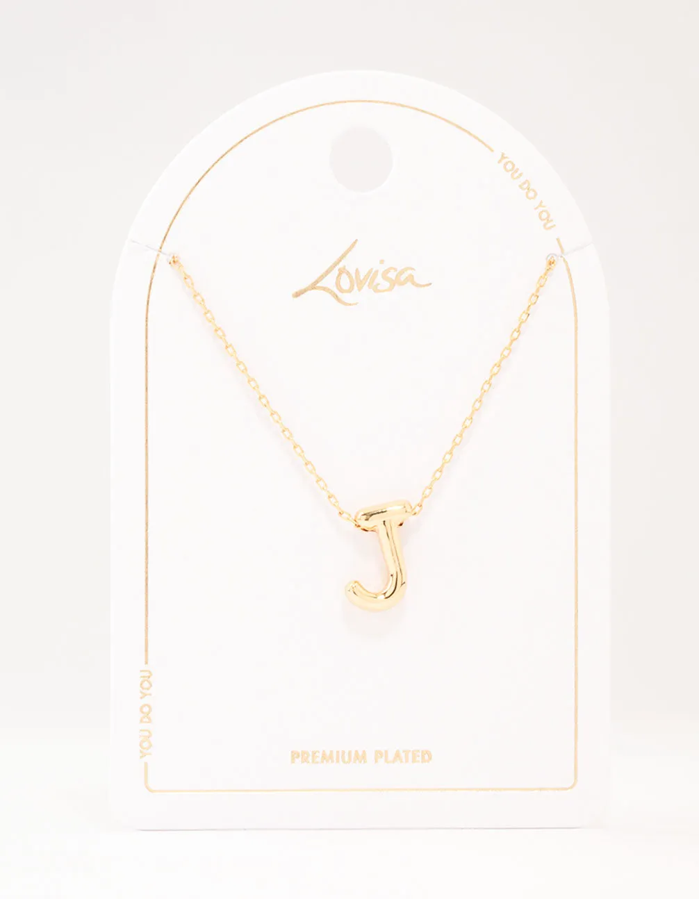 Gold Plated Bubble Letter J Necklace