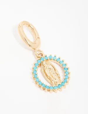 Gold Plated  Cubic Zirconia Mary Charm
