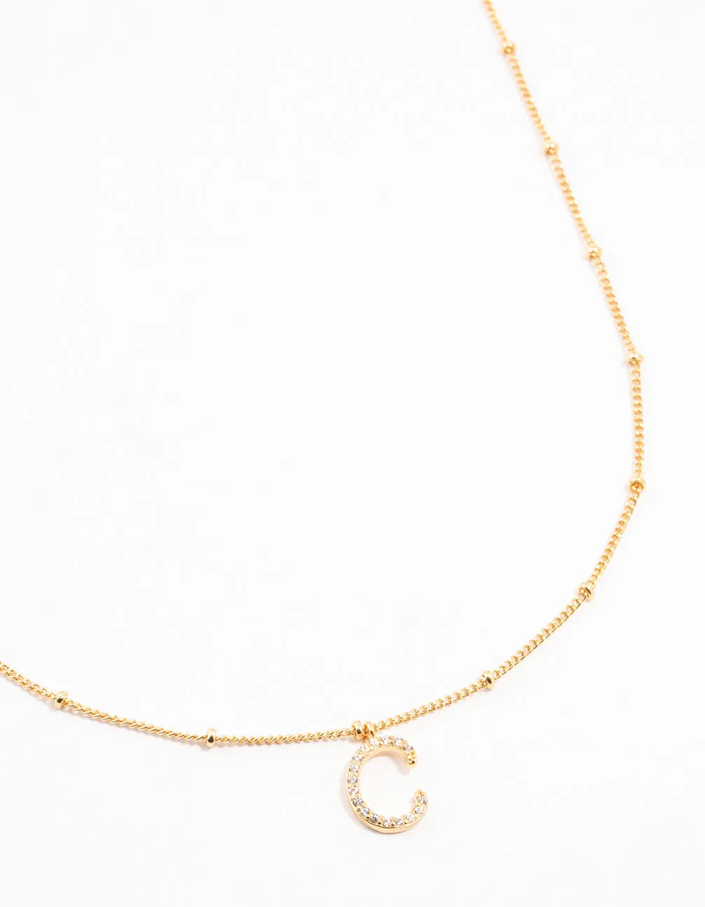 Gold Plated Cursive C Initial Necklace