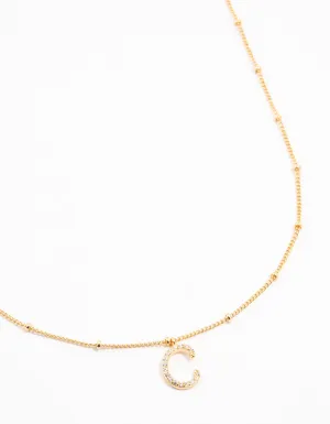 Gold Plated Cursive C Initial Necklace