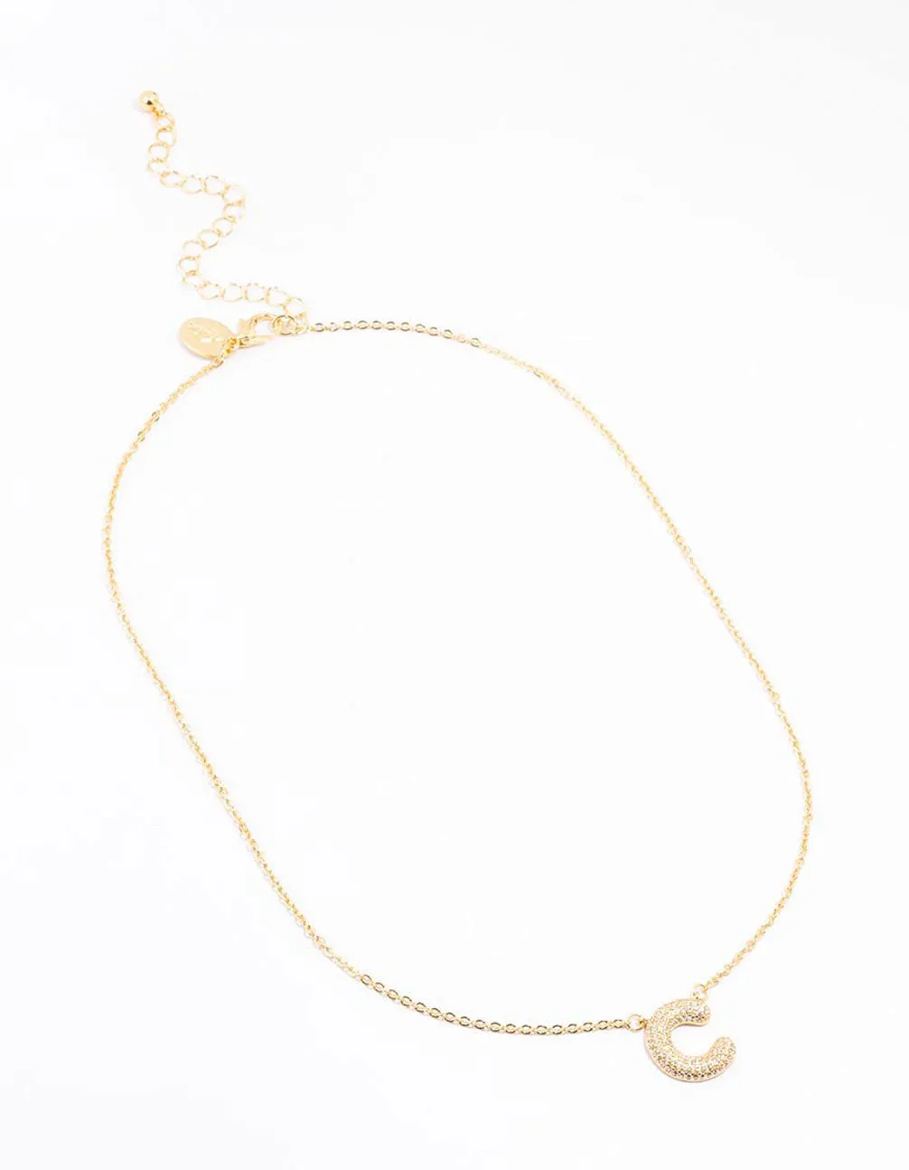 Gold Plated Pave Letter C Necklace