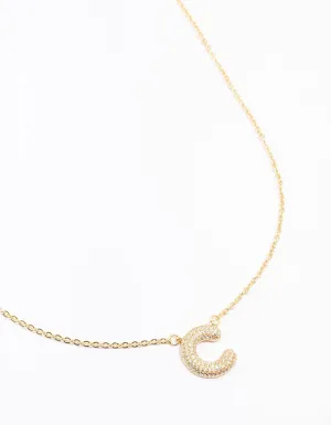Gold Plated Pave Letter C Necklace