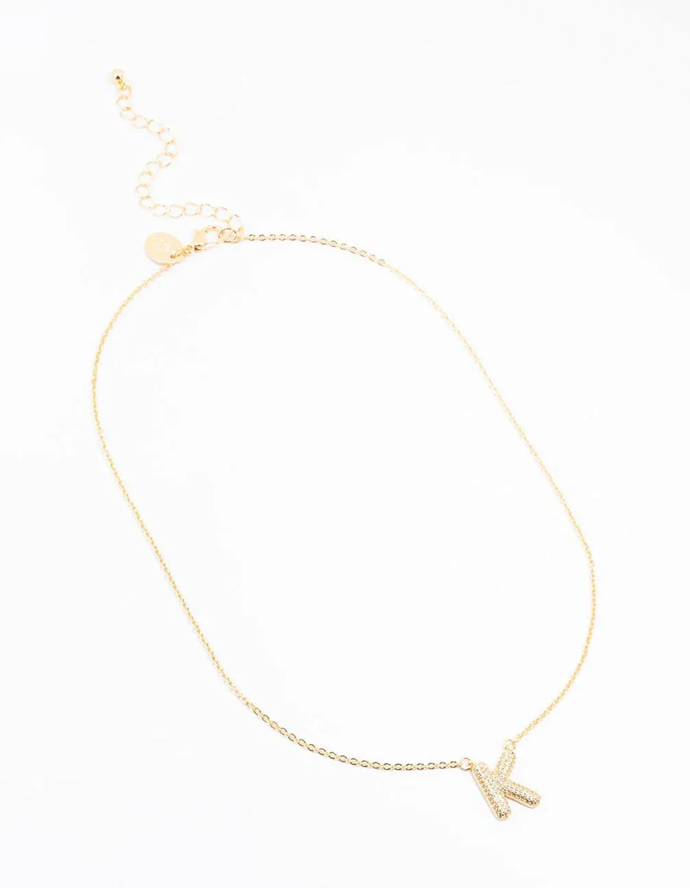 Gold Plated Pave Letter K Necklace