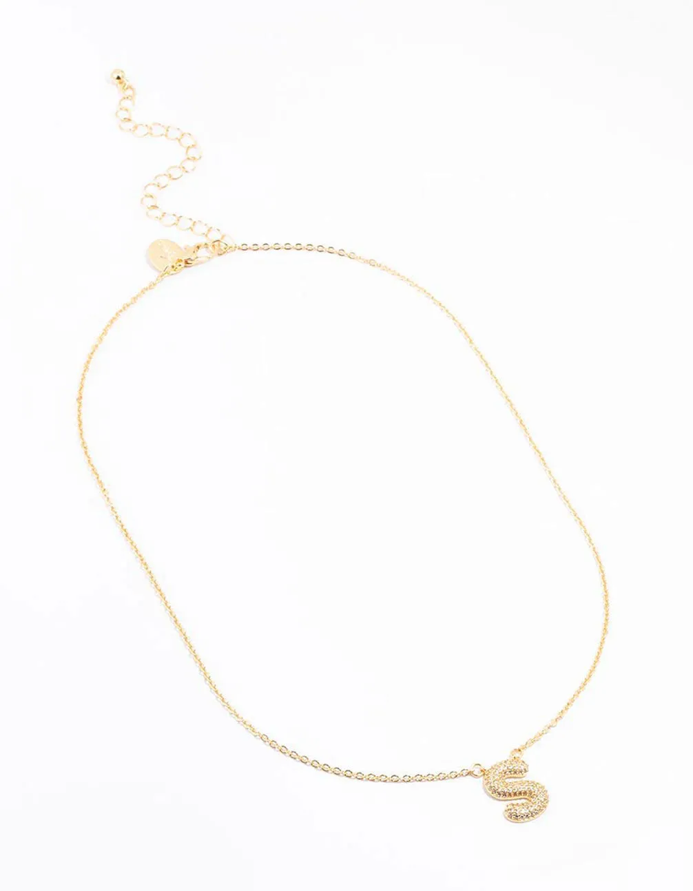 Gold Plated Pave Letter S Necklace