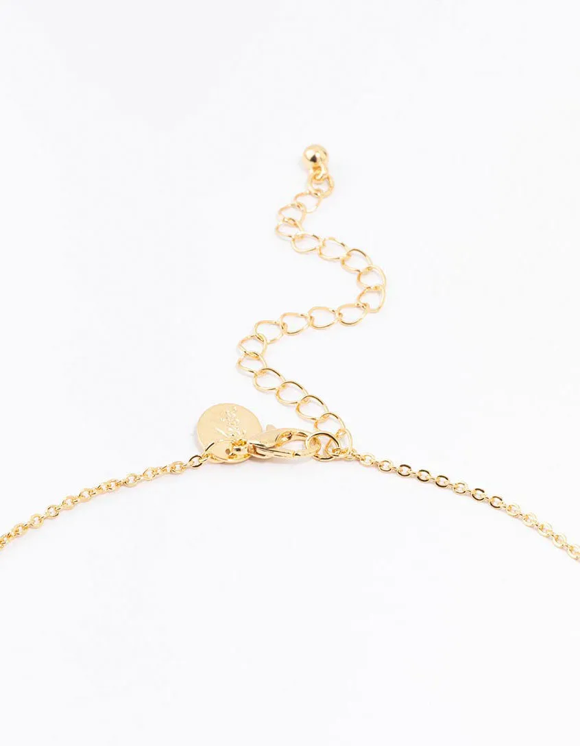 Gold Plated Pave Letter S Necklace