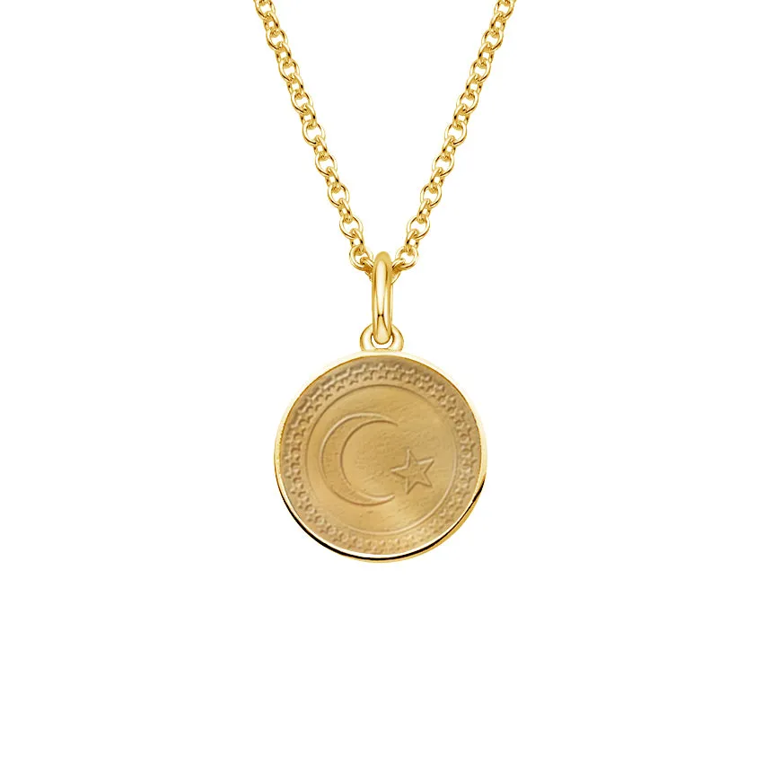 Gold Plated Sterling Silver Moon and Star Necklace