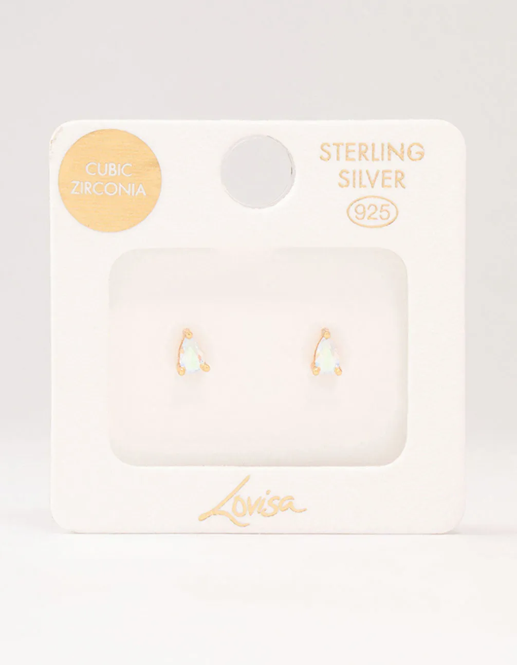 Gold Plated Sterling Silver Pear Cubic Zirconia Stud Earrings