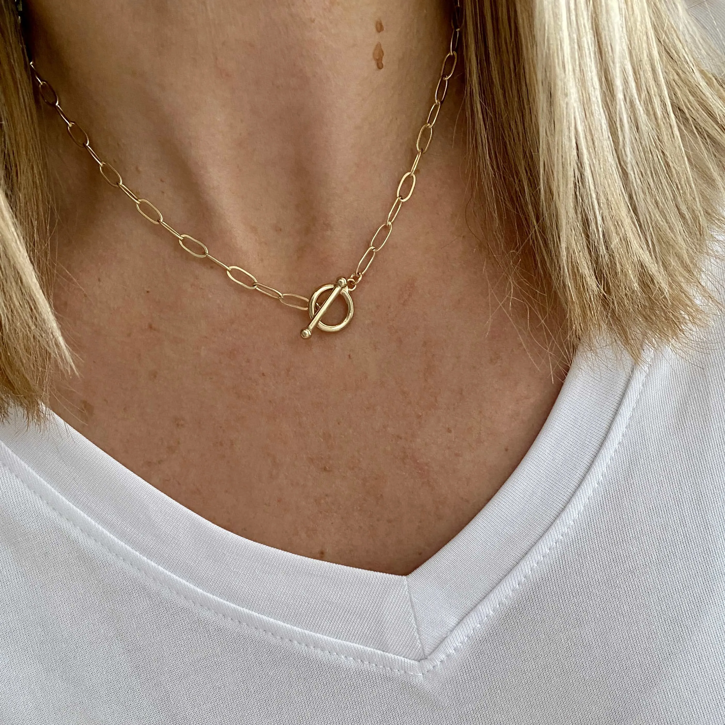 Gold T Bar Necklace