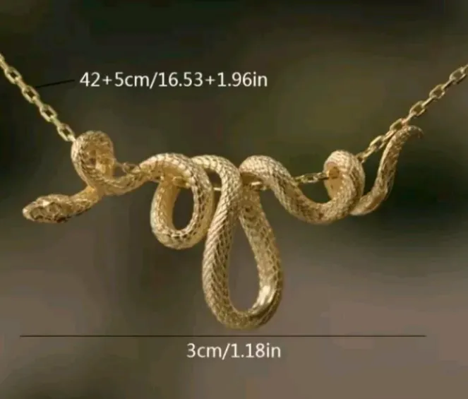 Golden Winding Snake Pendant Alloy Necklace Chain Women Fashion Jewelry