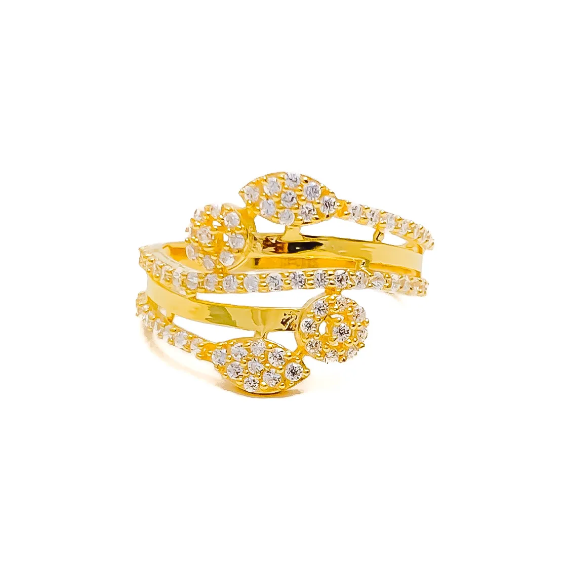 Graceful Detailed 22k Gold CZ Statement Ring