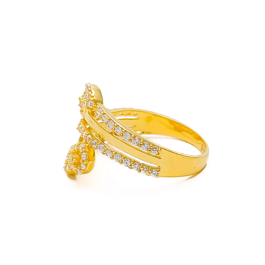 Graceful Detailed 22k Gold CZ Statement Ring