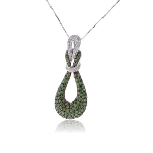 Green Diamond & Diamond Pendant w/Chain