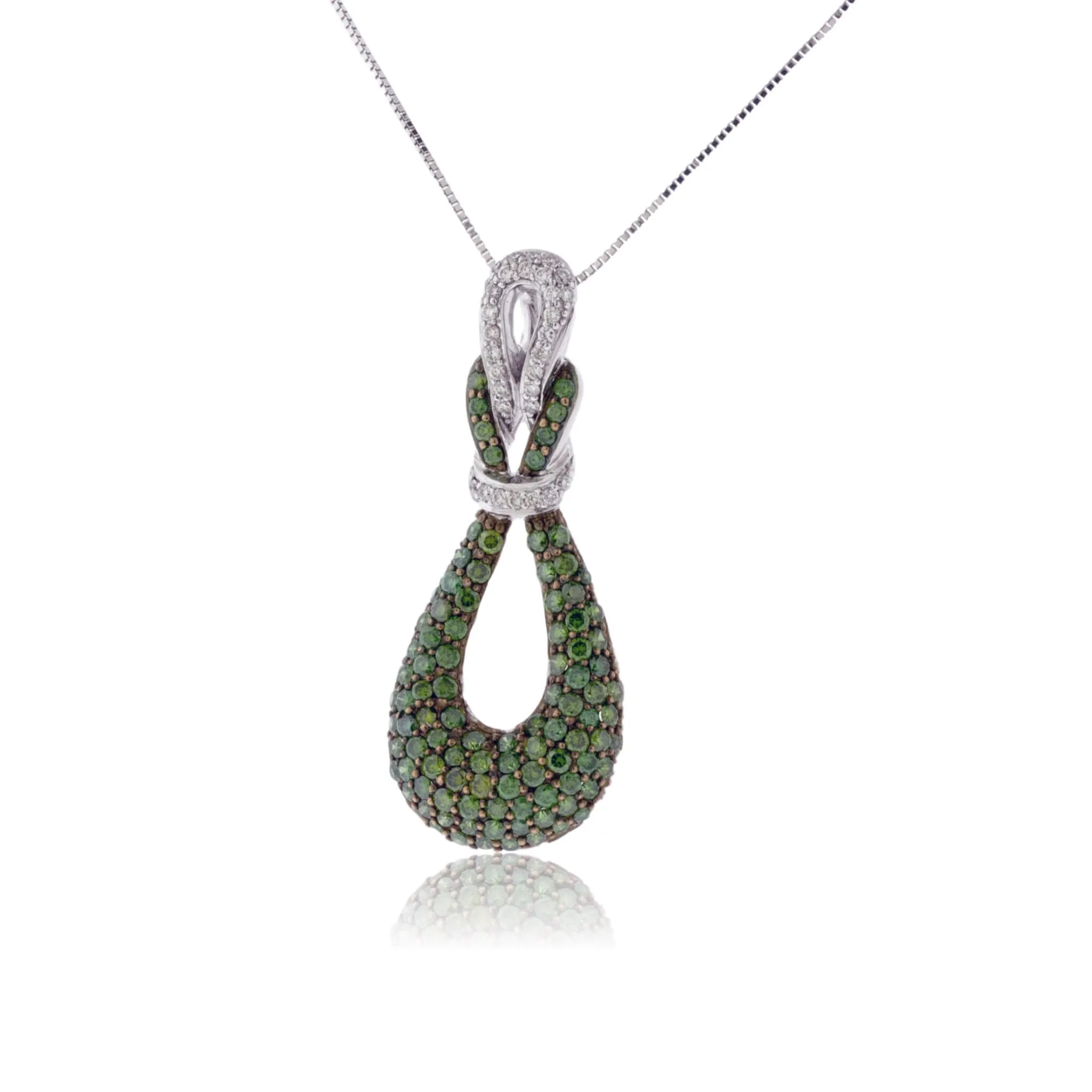 Green Diamond & Diamond Pendant w/Chain