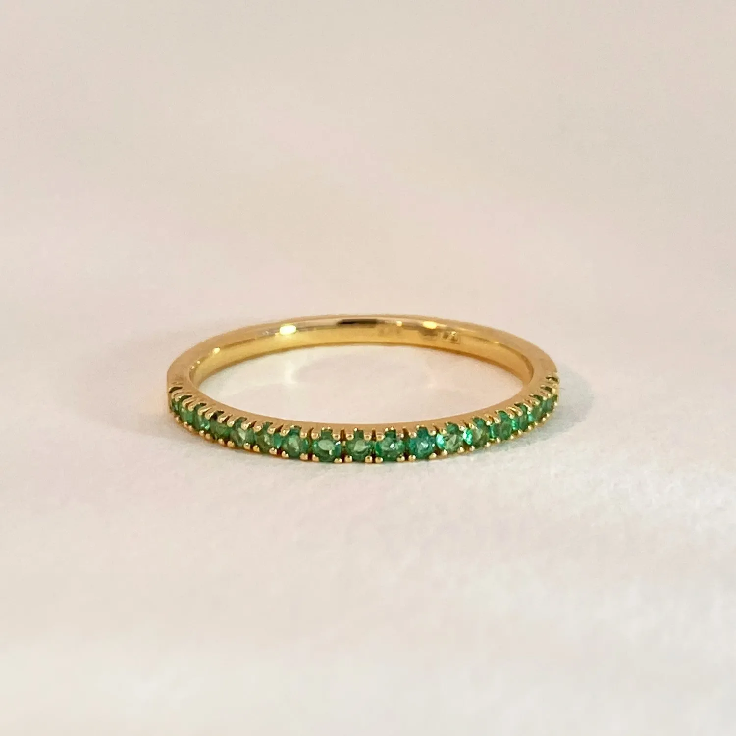 Green Emerald Row Ring