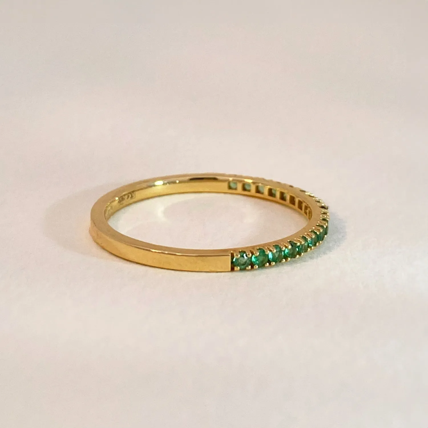 Green Emerald Row Ring