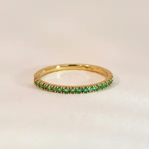 Green Emerald Row Ring