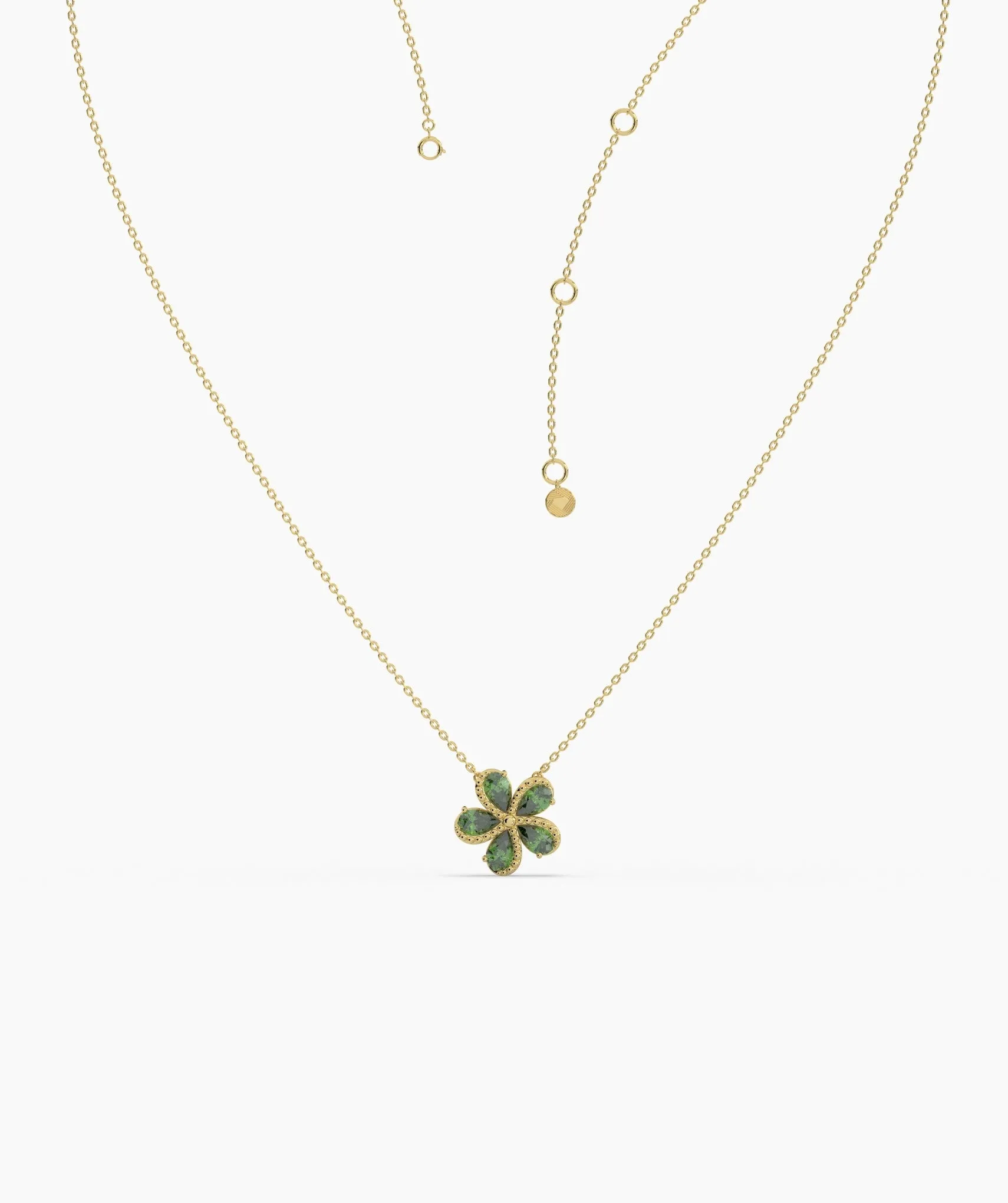 Green Gemstone Flower Pendant