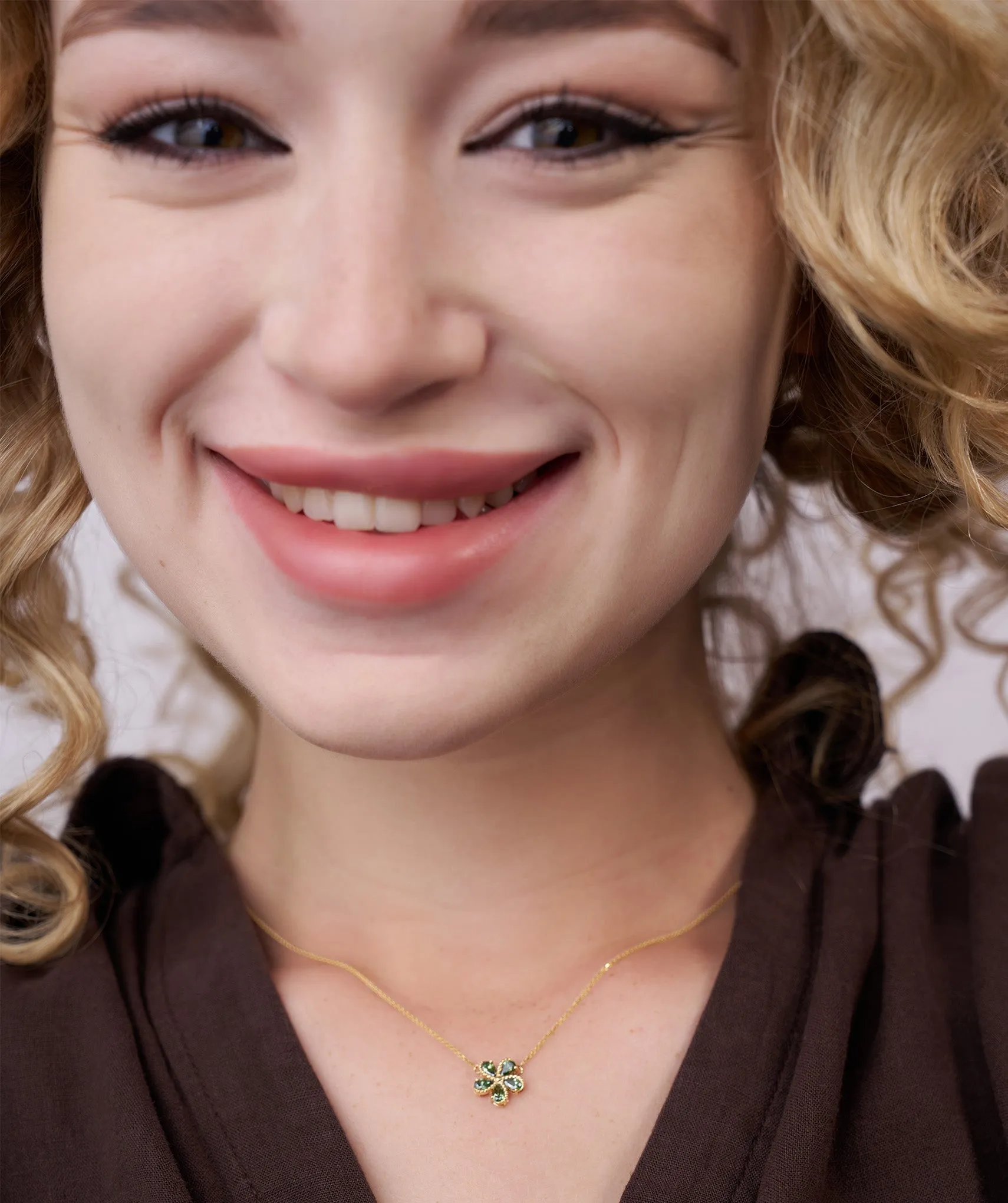Green Gemstone Flower Pendant