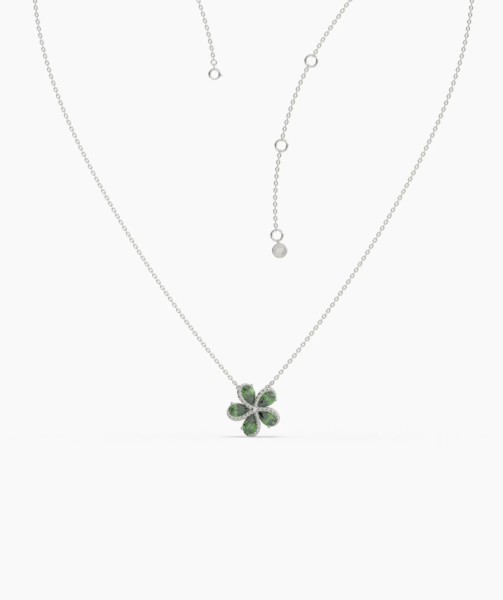 Green Gemstone Flower Pendant