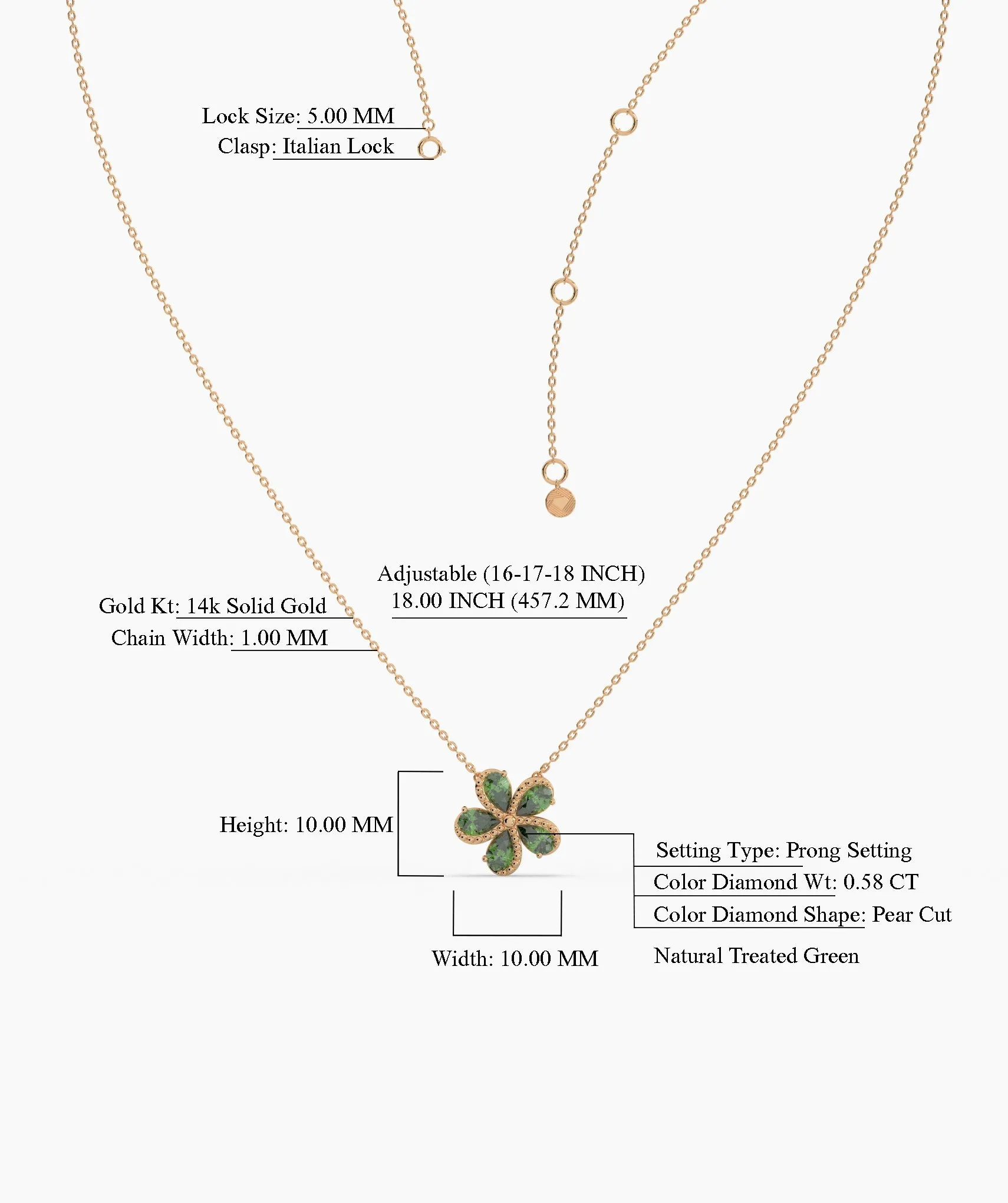 Green Gemstone Flower Pendant