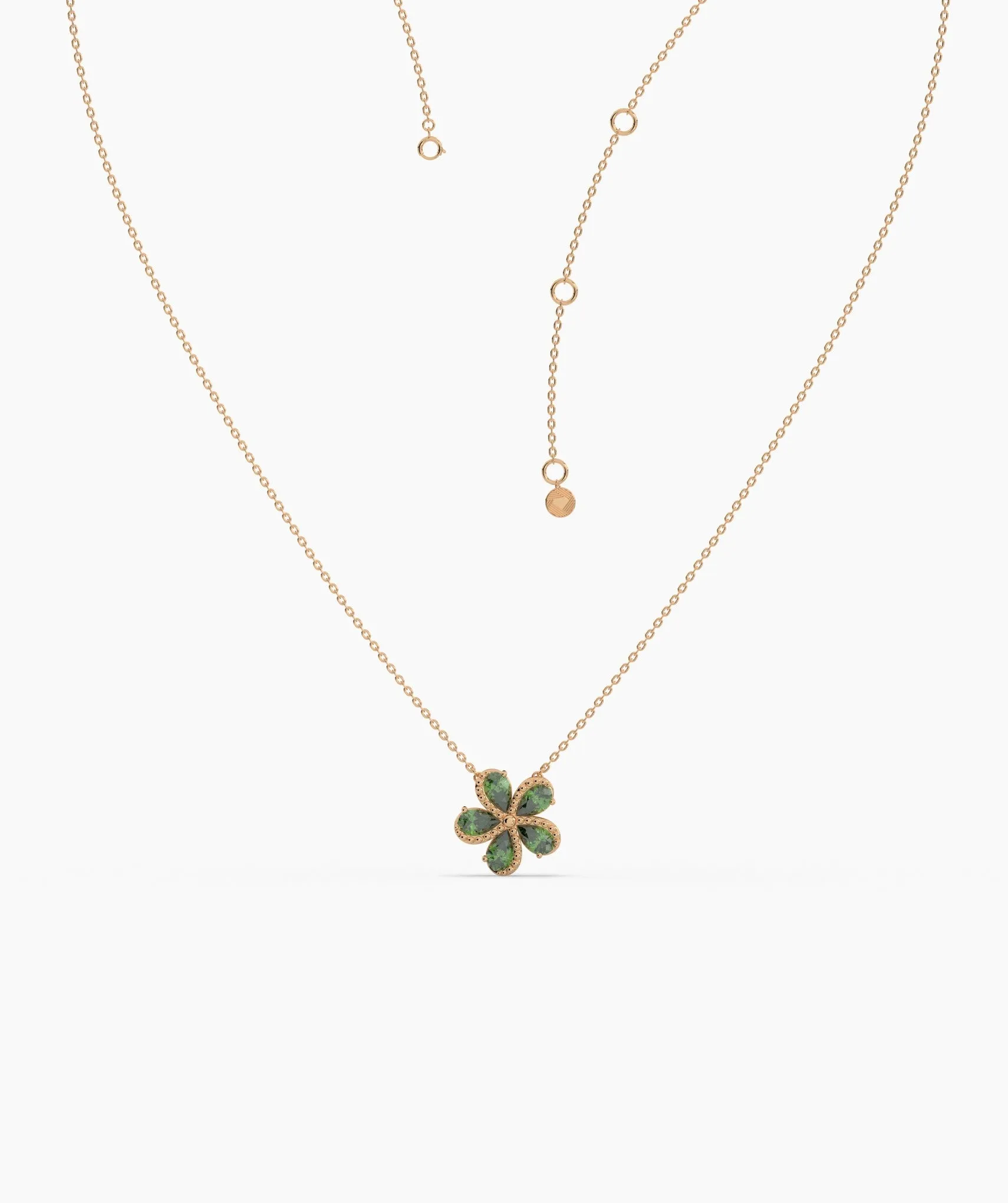Green Gemstone Flower Pendant