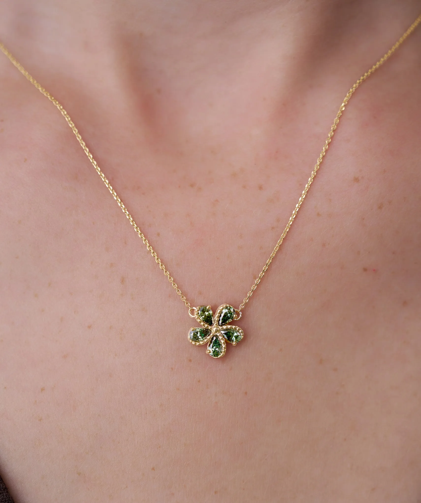 Green Gemstone Flower Pendant