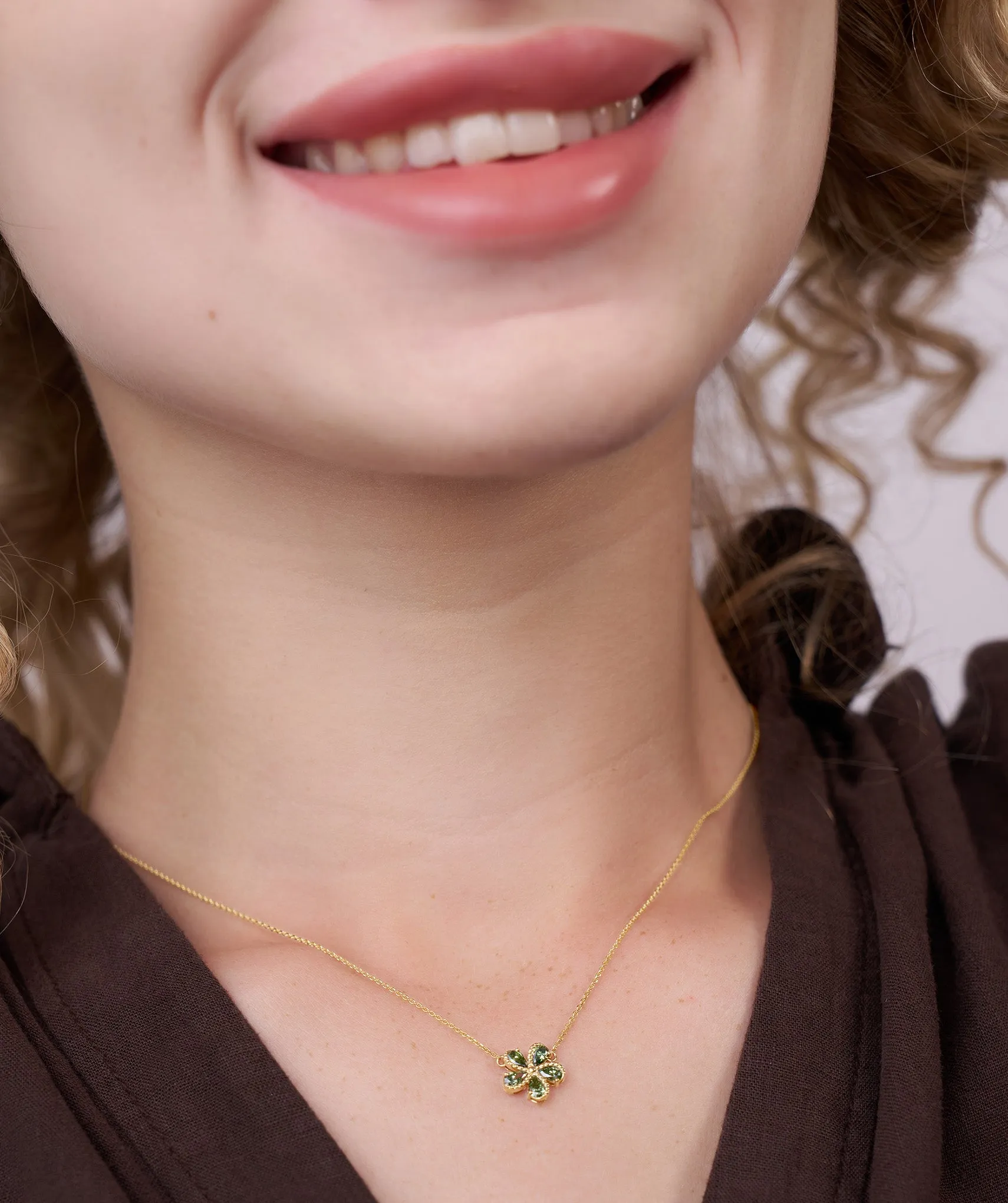 Green Gemstone Flower Pendant