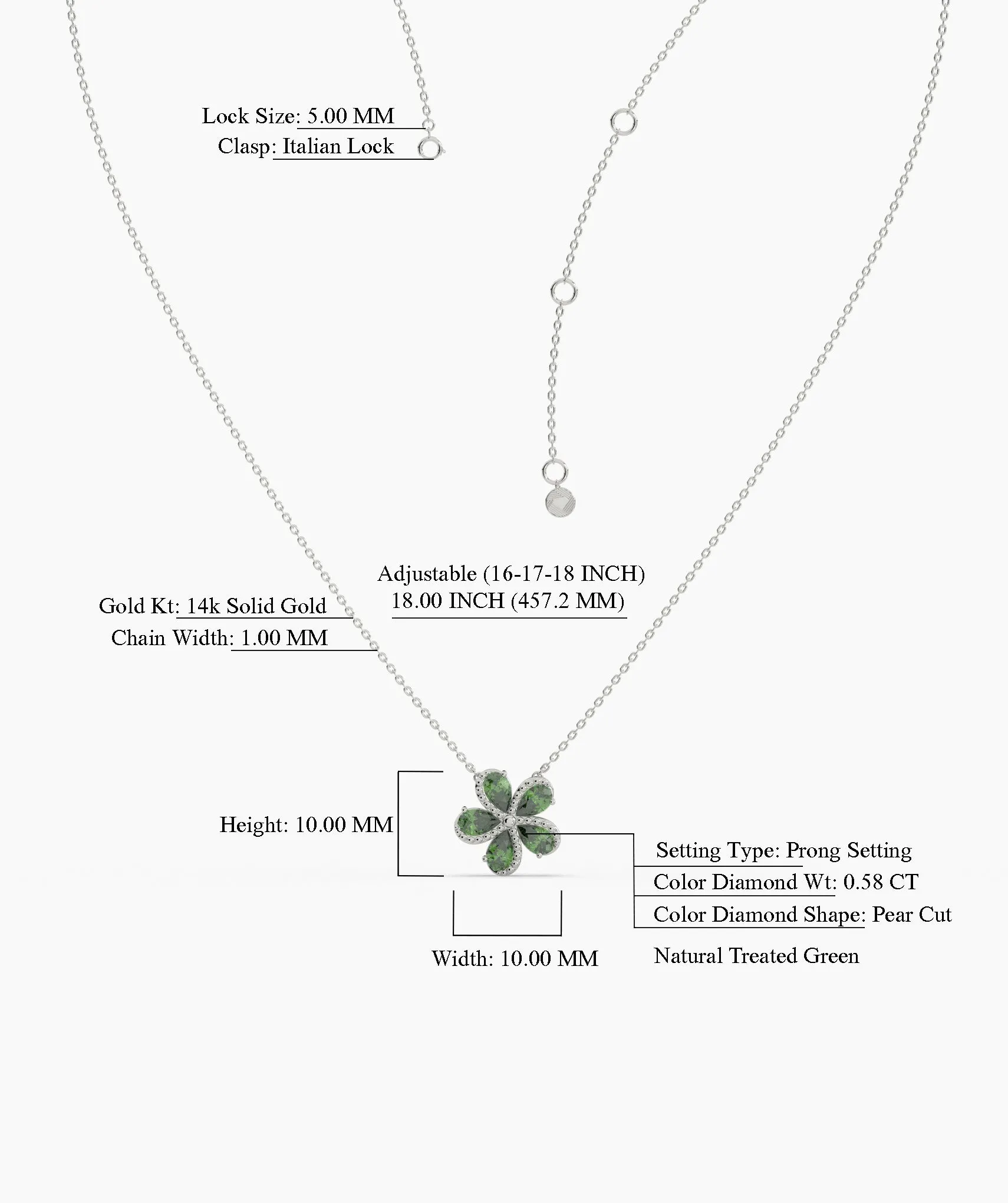 Green Gemstone Flower Pendant