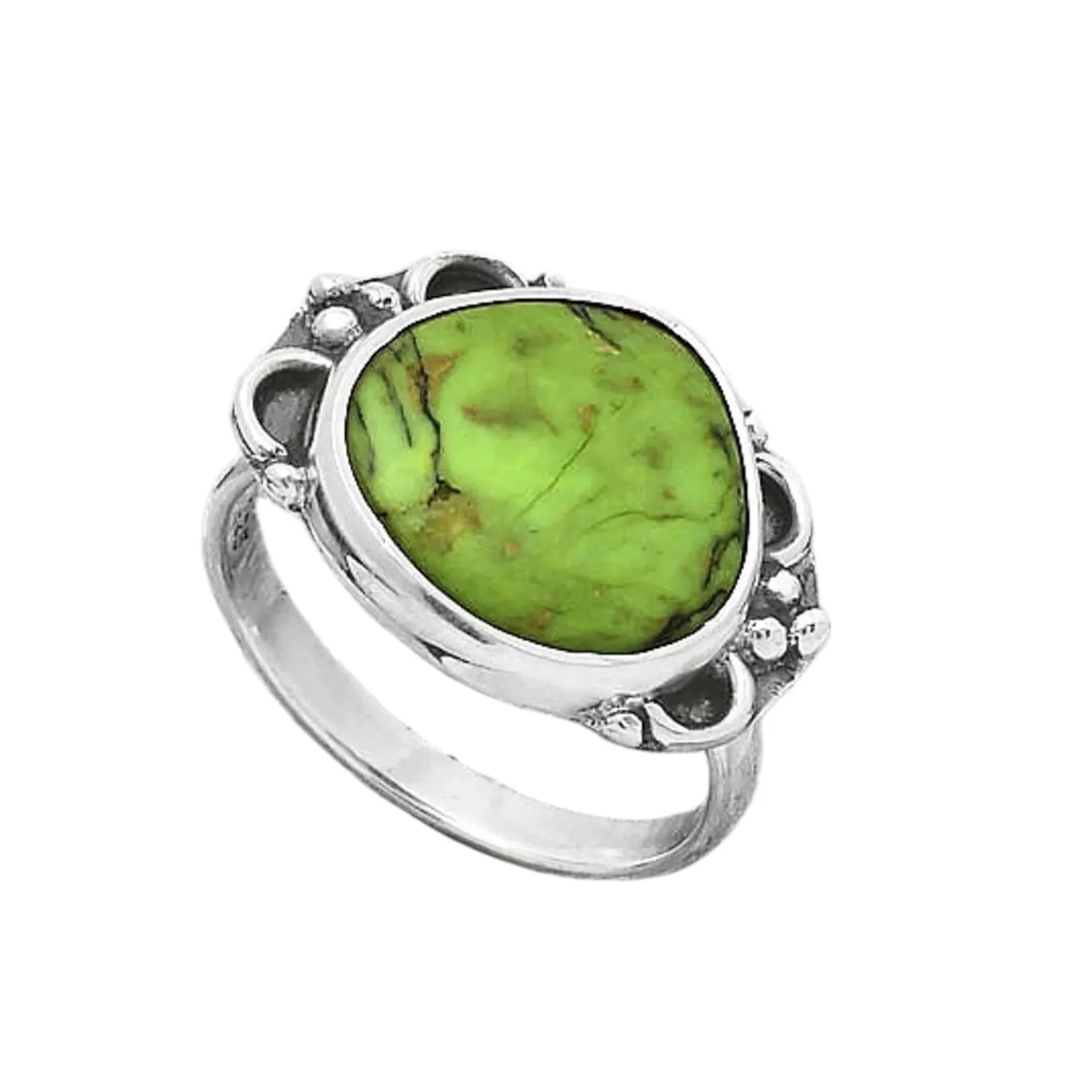 Green Mojave Turquoise Solid 925 Sterling Silver Ring 8