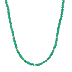 Green Onyx Gold Bead Necklace