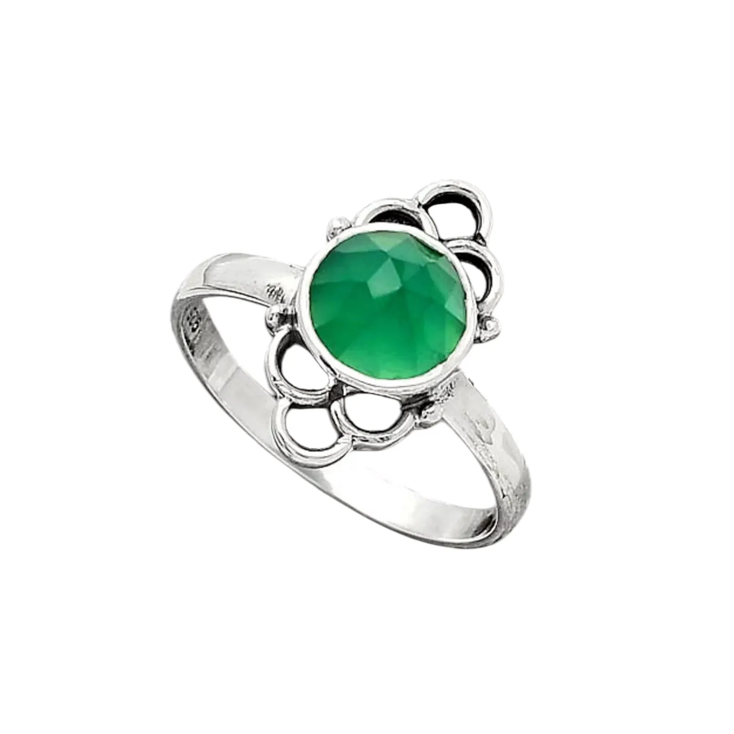Green Onyx Solid 925 Sterling Silver Ring 7.5
