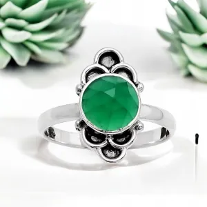 Green Onyx Solid 925 Sterling Silver Ring 7.5