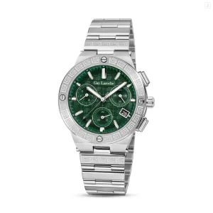Guy Laroche Sacha Gents Green Dial Stainless Steel Watch