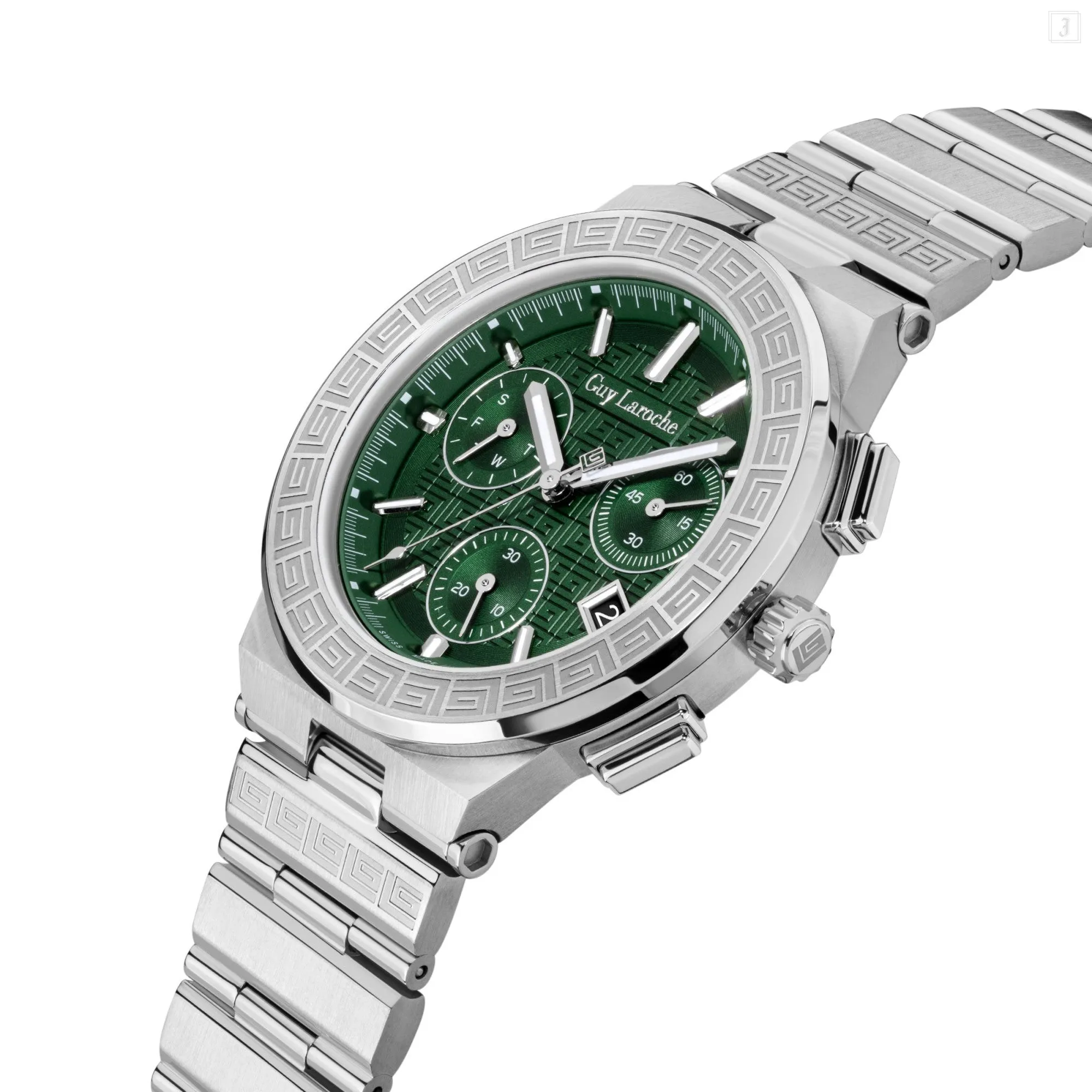 Guy Laroche Sacha Gents Green Dial Stainless Steel Watch