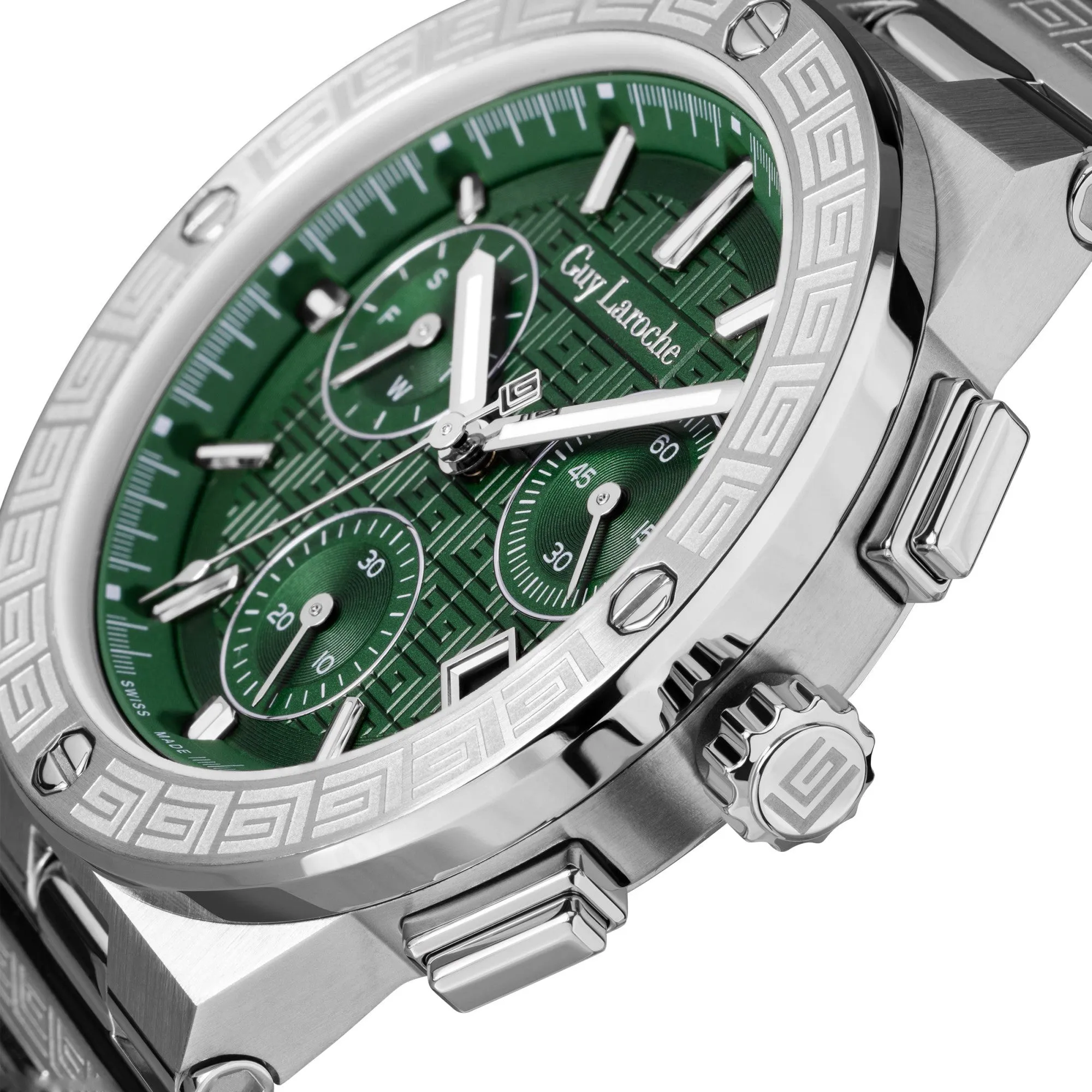 Guy Laroche Sacha Gents Green Dial Stainless Steel Watch