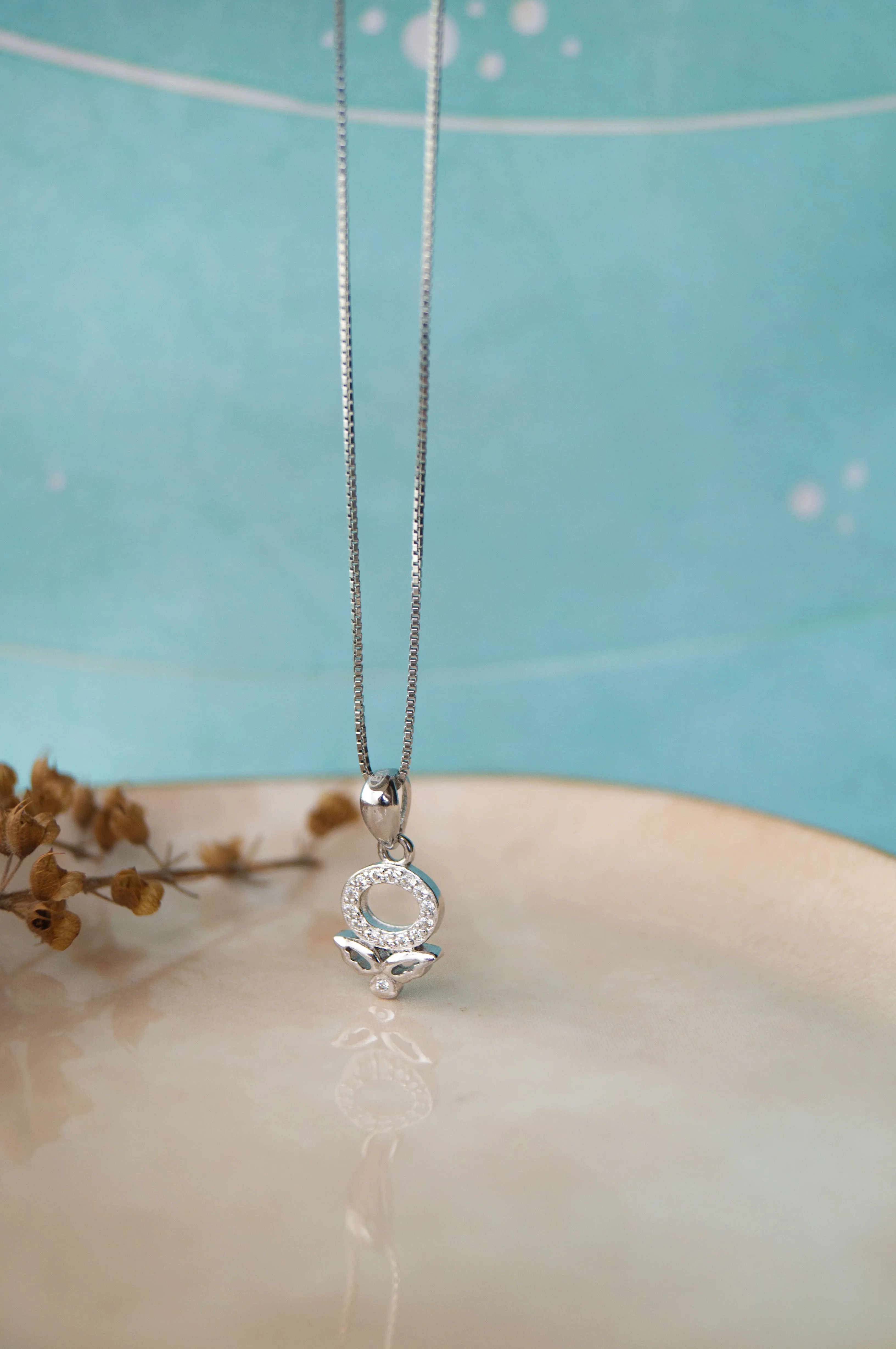 Halo Flower Rose Gold Plated Sterling Silver Pendant Set