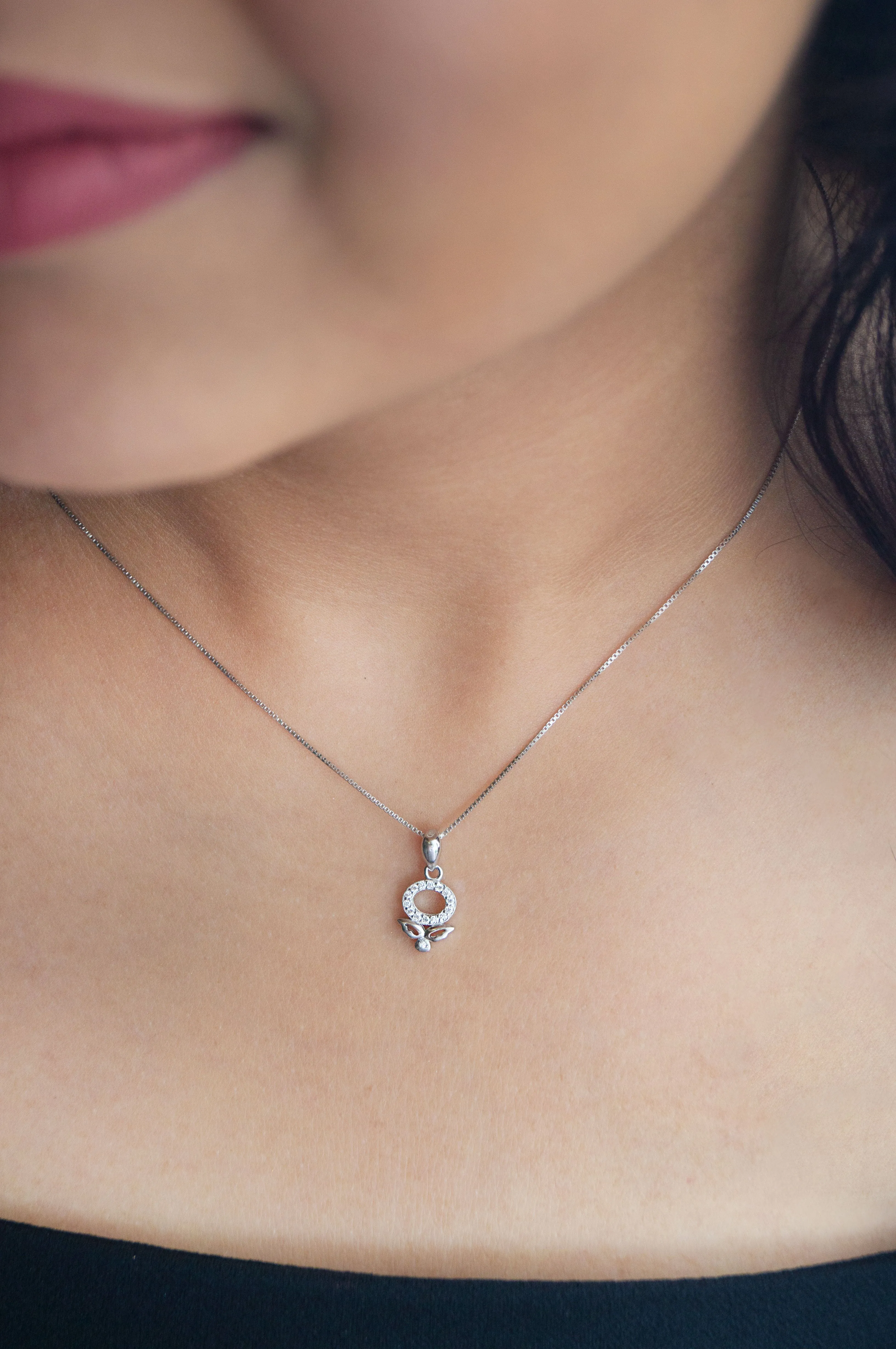 Halo Flower Rose Gold Plated Sterling Silver Pendant Set