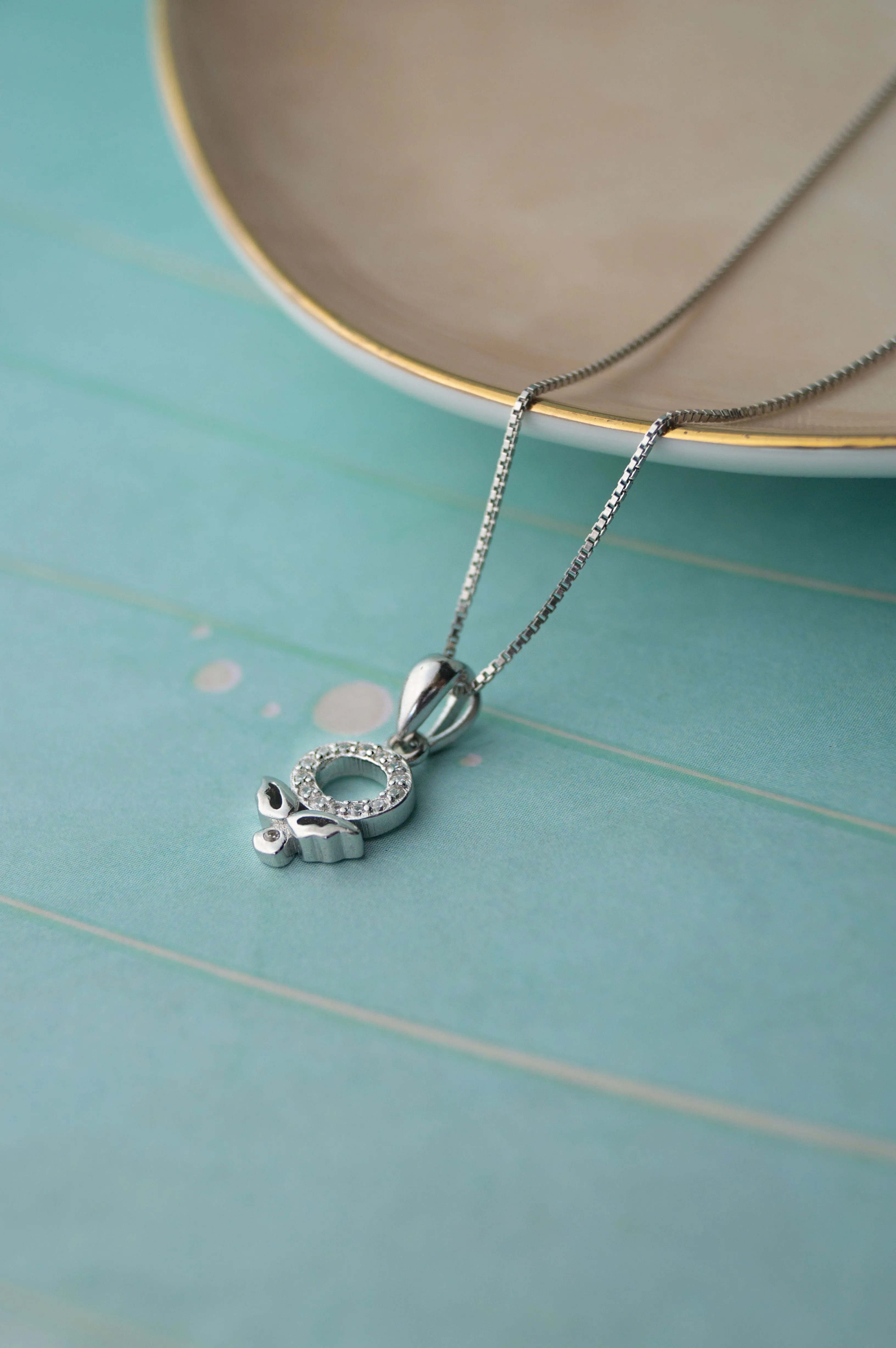 Halo Flower Rose Gold Plated Sterling Silver Pendant Set
